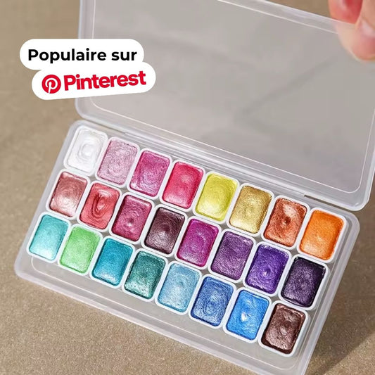 Auréa™ - Set de peinture aquarelle métallisée (24 couleurs)