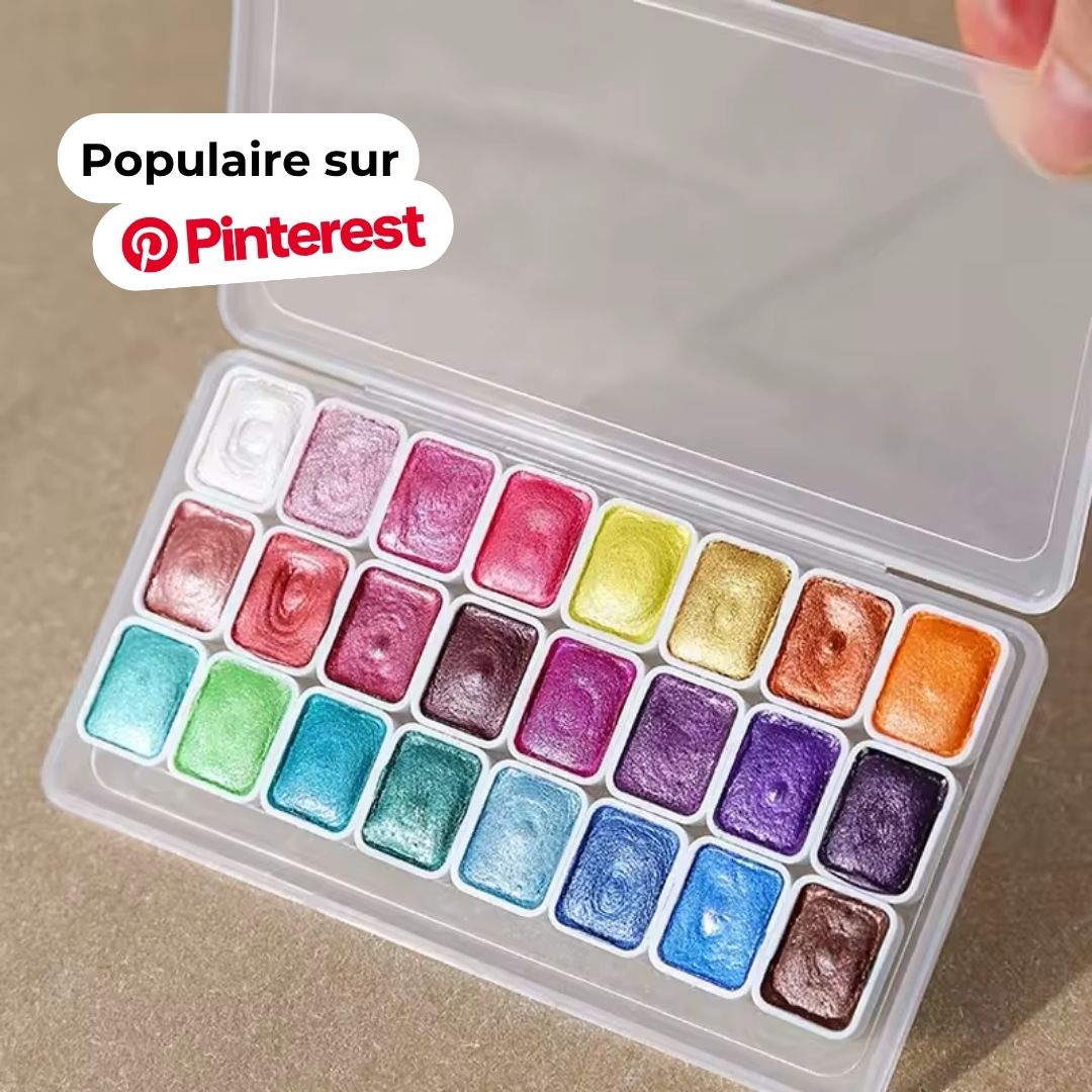 Auréa™ - Set de peinture aquarelle métallisée (24 couleurs)