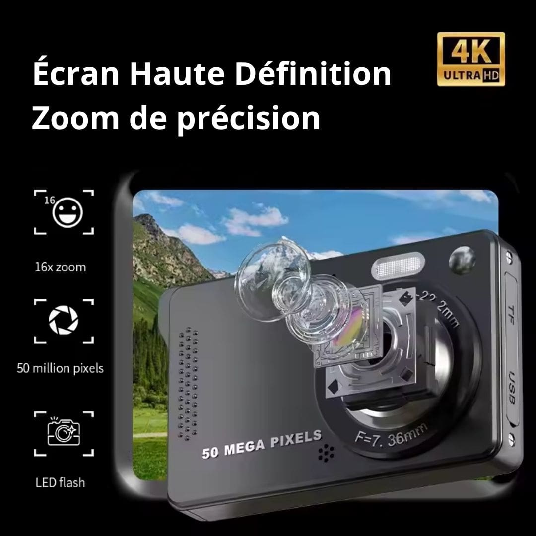 PixelPop™ 4K - Appareil Photo Numérique (50MP, écran 2,8")