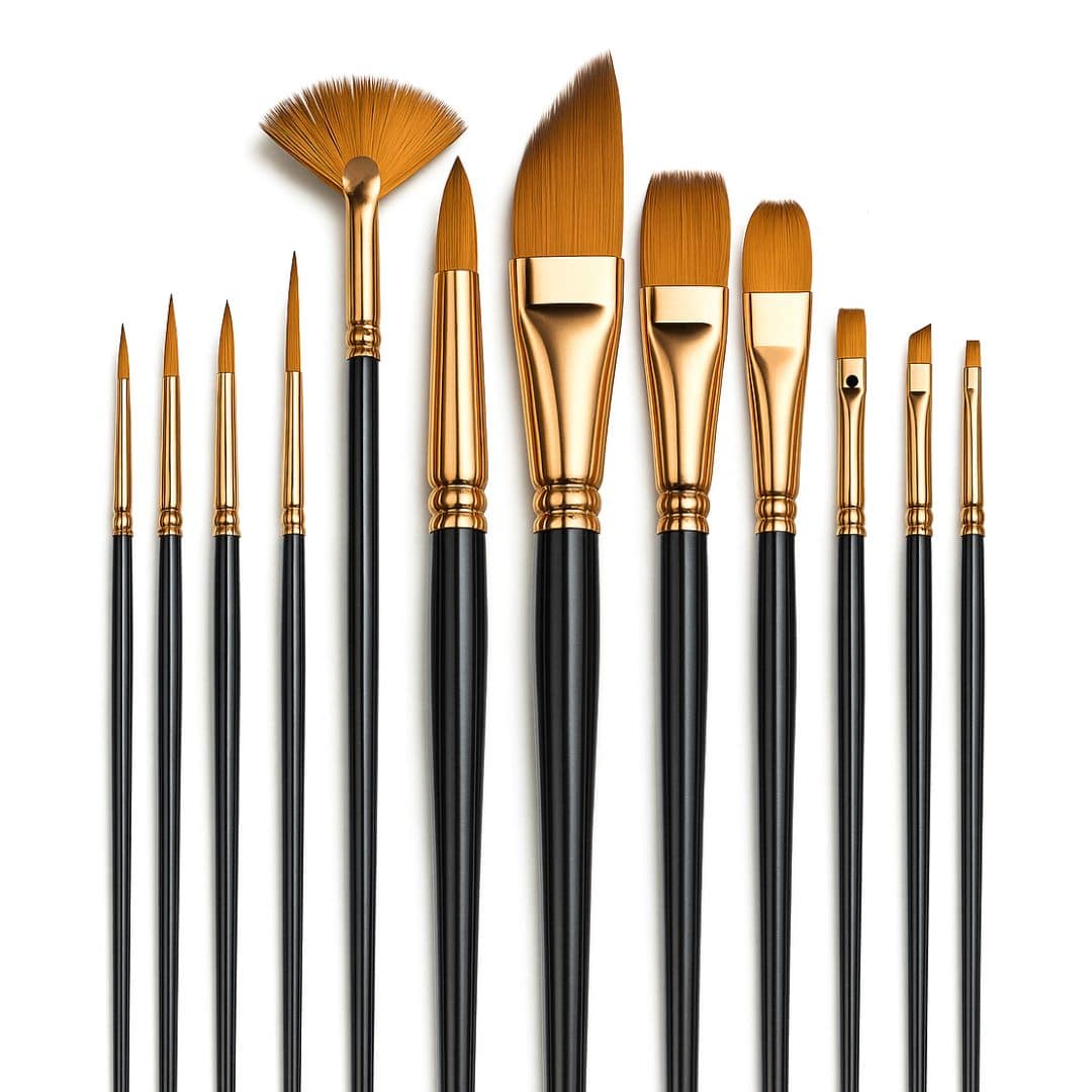 Set de 12 Pinceaux en Nylon – Aquarelle